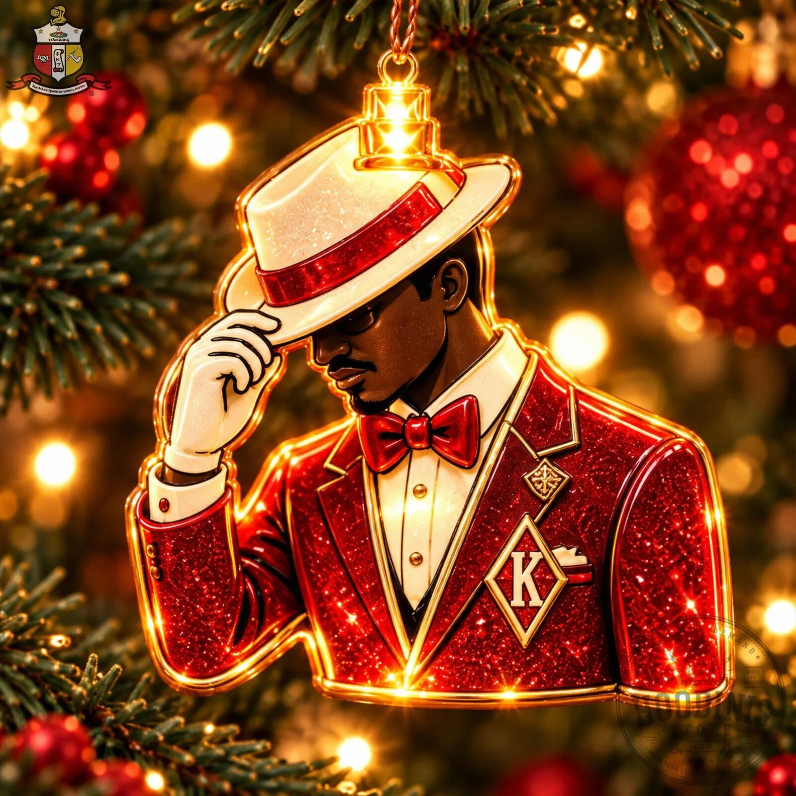Christmas String Lights Ornament for Kappa Alpha Psi Fraternity 10 Christmas String Lights Ornament for Kappa Alpha Psi Fraternity