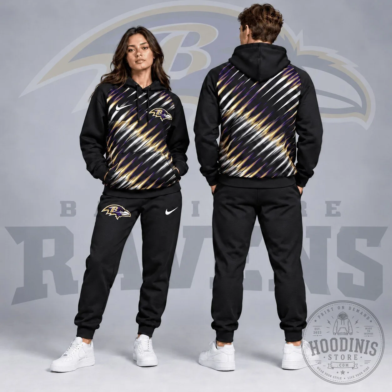 Baltimore Ravens NFL Dynamic Slash Streak Graphic Pullover Hoodie