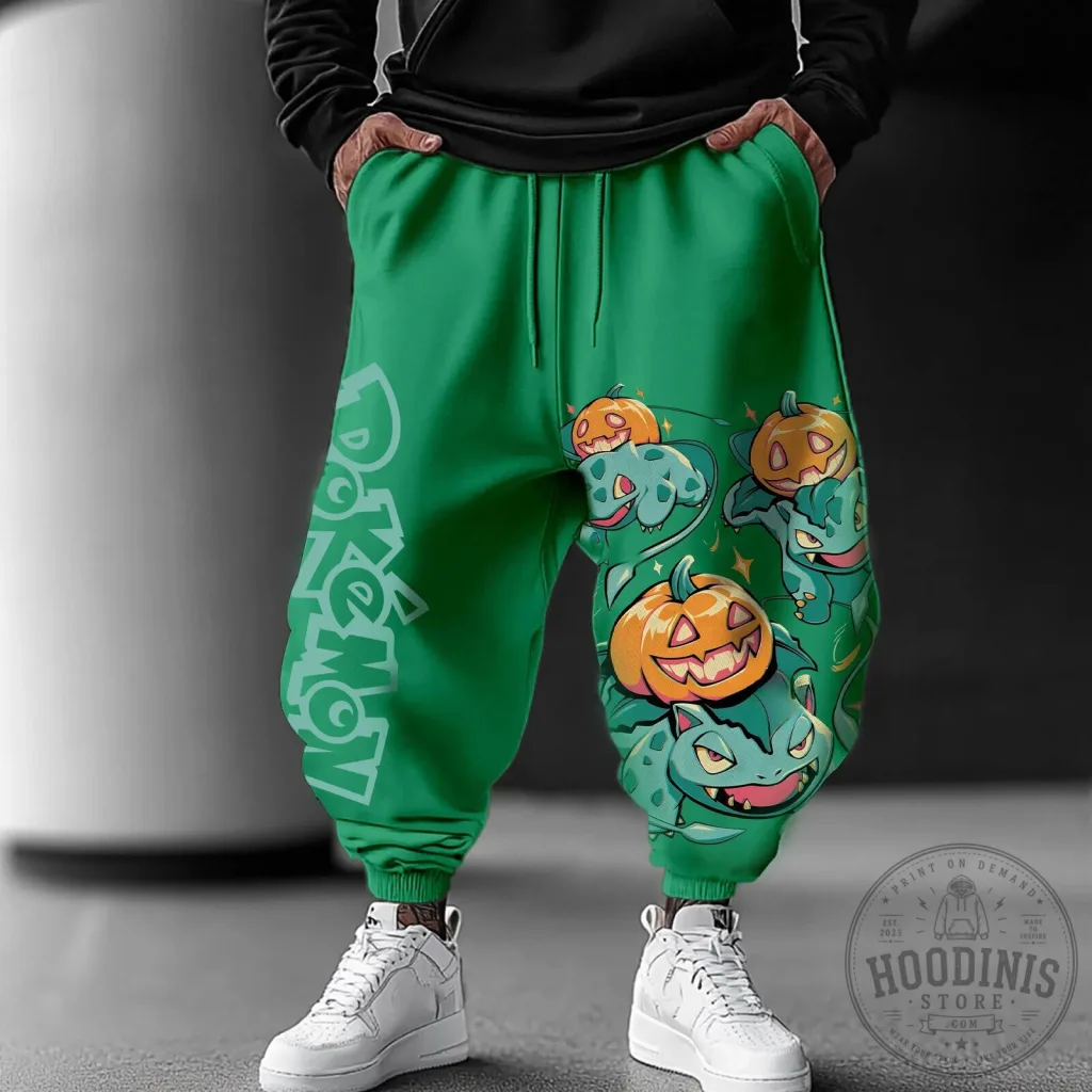 Pokemon Halloween Bulbasaur Ivysaur Venusaur Green Jogger Pants Pokemon Halloween Bulbasaur Ivysaur Venusaur Green Jogger Pants