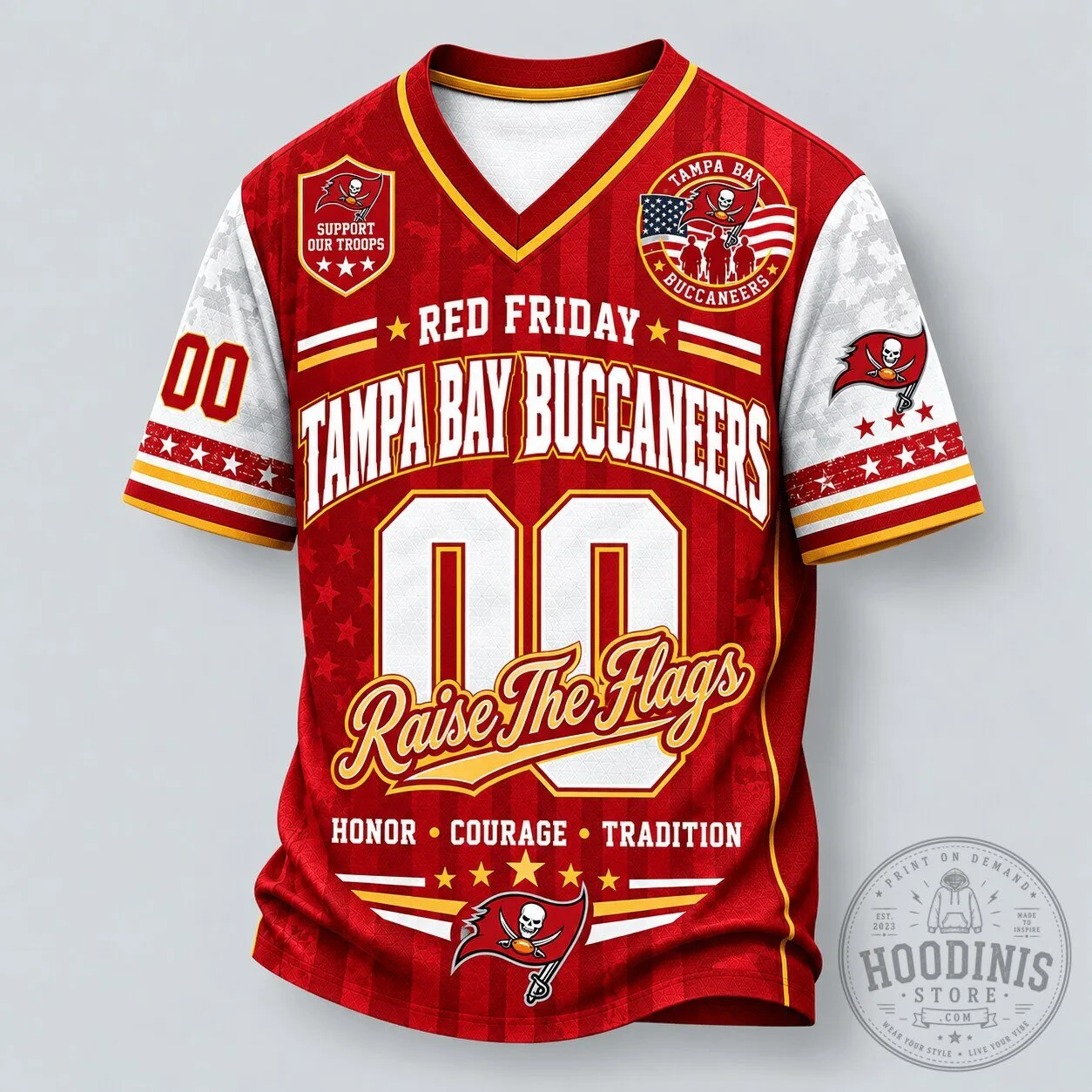 Tampa Bay Buccaneers Red Friday Raise The Flags Honor Courage Tradition Baseball Jersey