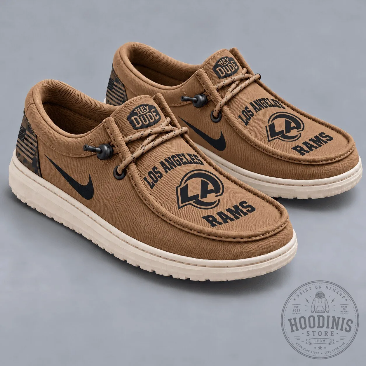 Los Angeles Rams Football Team Logo Brown Casual Shoes for Men and Women