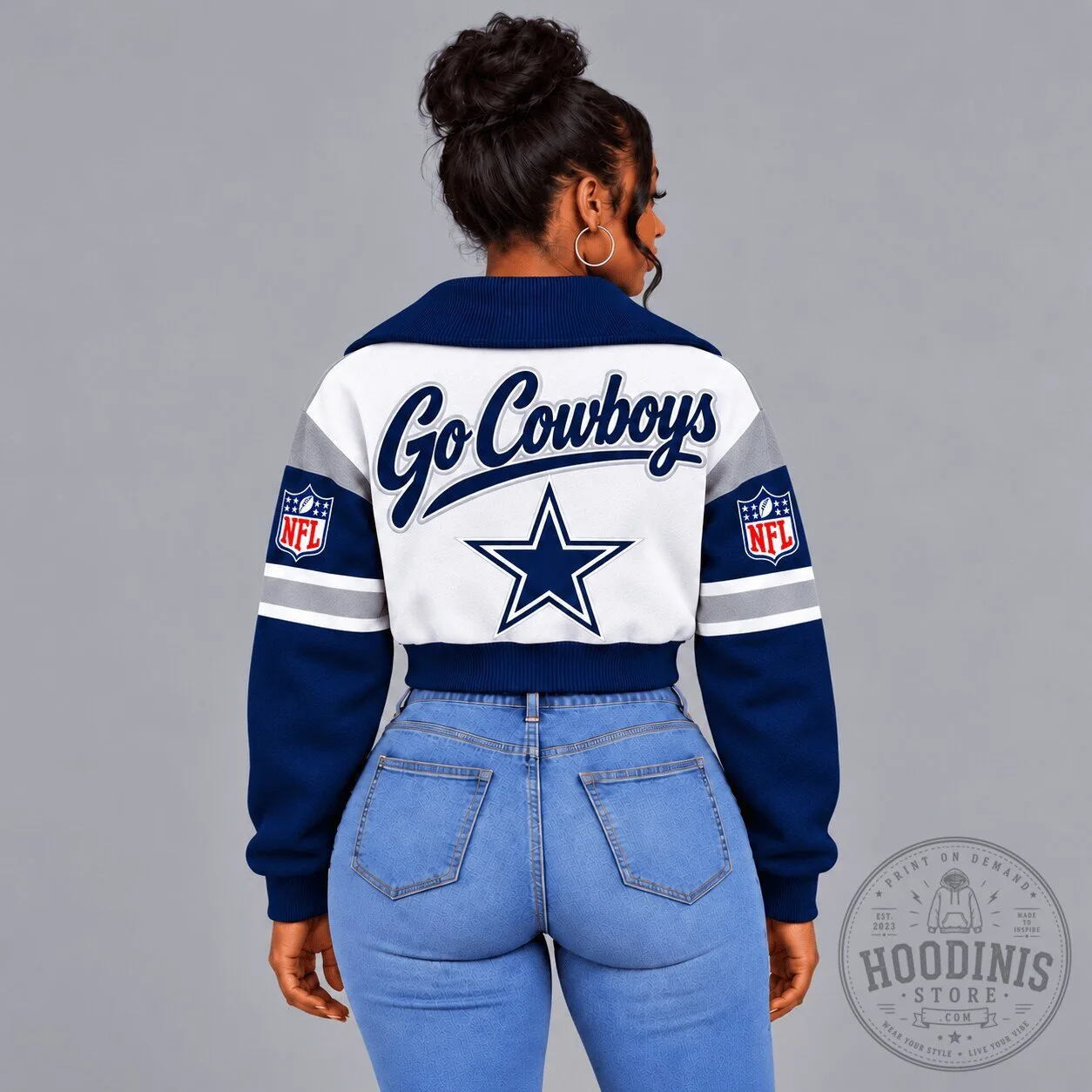 Dallas Cowboys National Football League Go Cowboys Cropped Quarter-Zip Sweatshirt