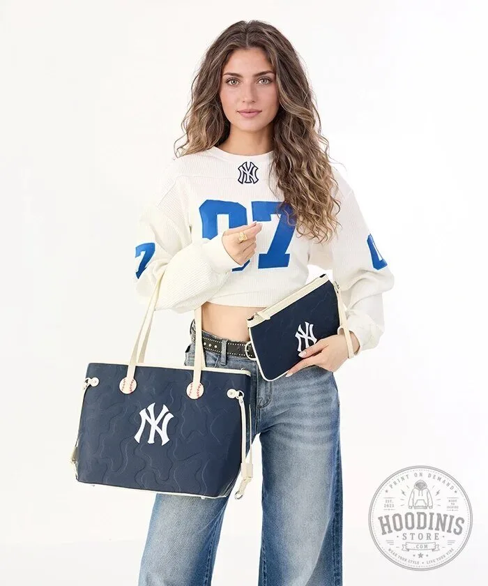 New York Yankees Baseball Team Tote Bag with Wristlet Wallet 18 New York Yankees Baseball Team Tote Bag with Wristlet Wallet