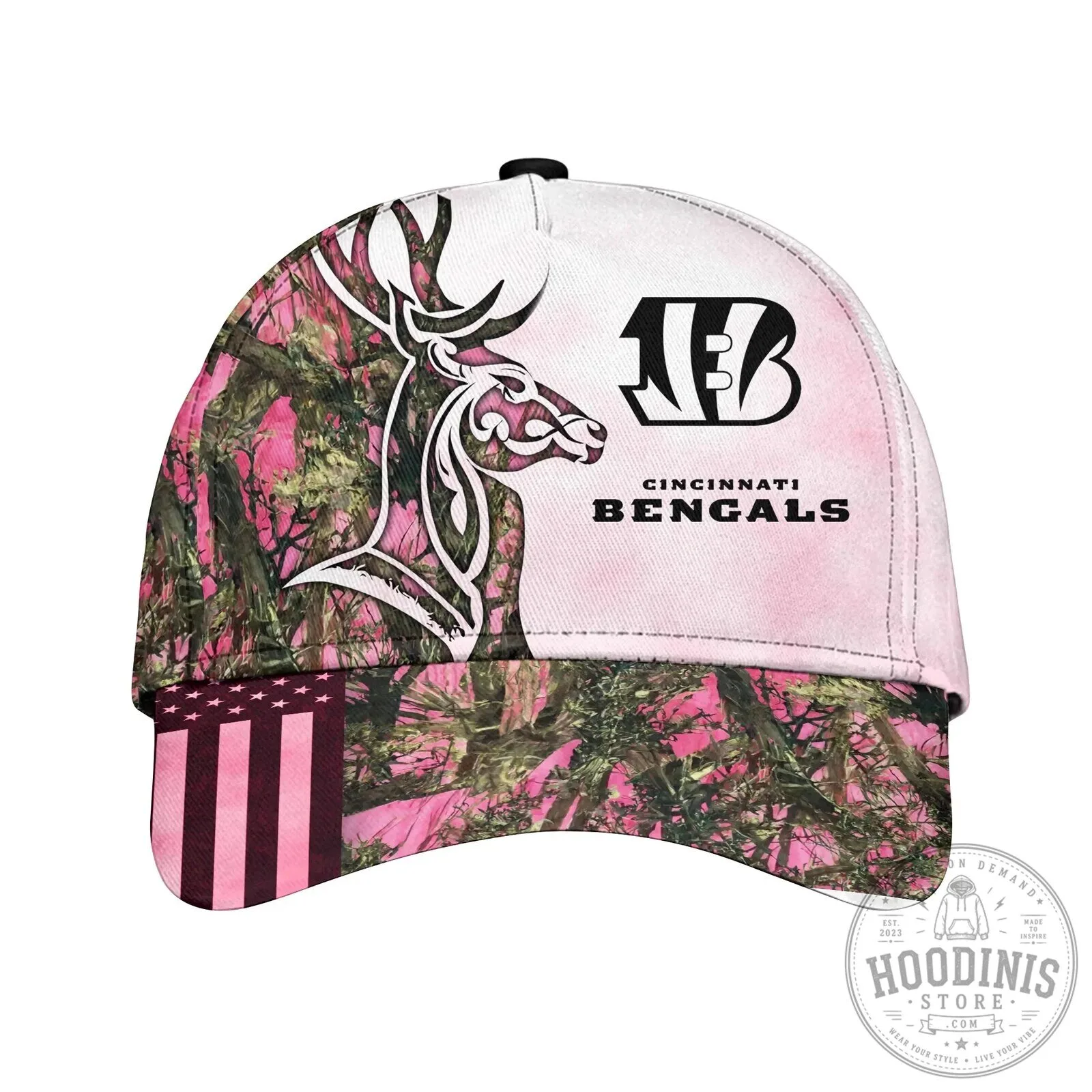Cincinnati Bengals Pink Camouflage Deer Hunting Baseball Cap Hat