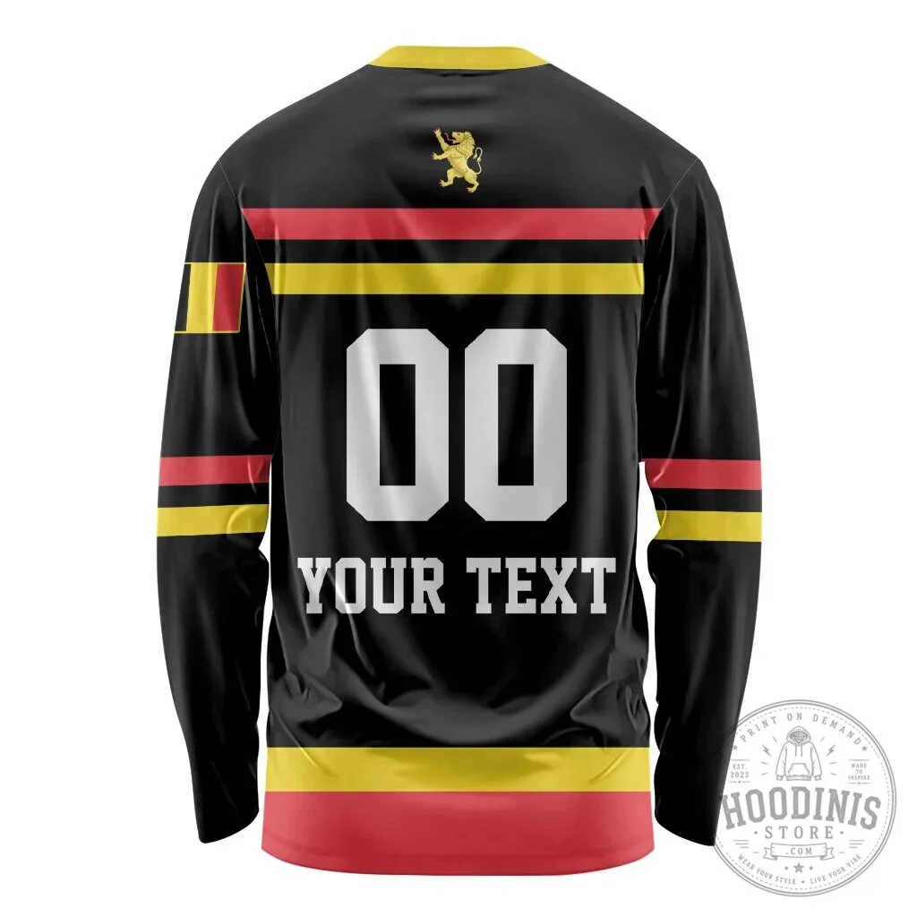 Belgium National Team Lion Crest Black Hockey Jersey 5 Belgium National Team Lion Crest Black Hockey Jersey