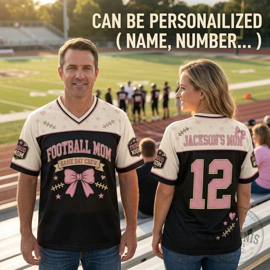 Personalized Football Mom Game Day Crew Mesh Shirt Custom Name Number
