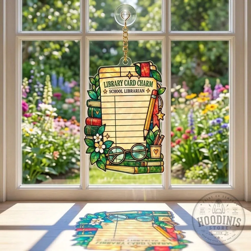 Library Card Charm School Librarian Custom Shape Suncatcher Gift