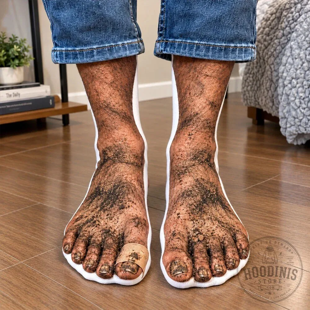 Funny Dirty Bare Feet Illusion Crew Socks - Personalized Novelty Gift