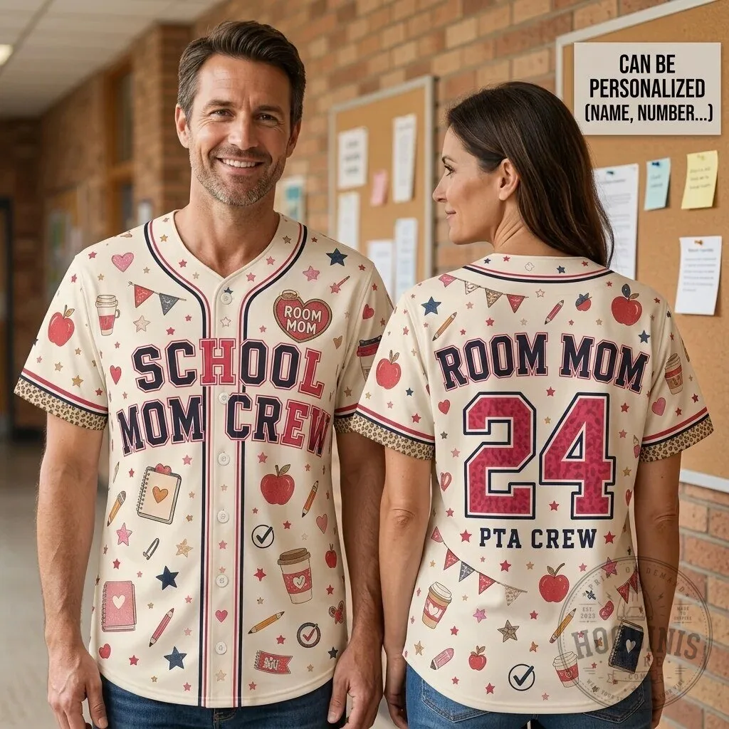 School Mom Crew Personalized Room Mom Baseball Jersey