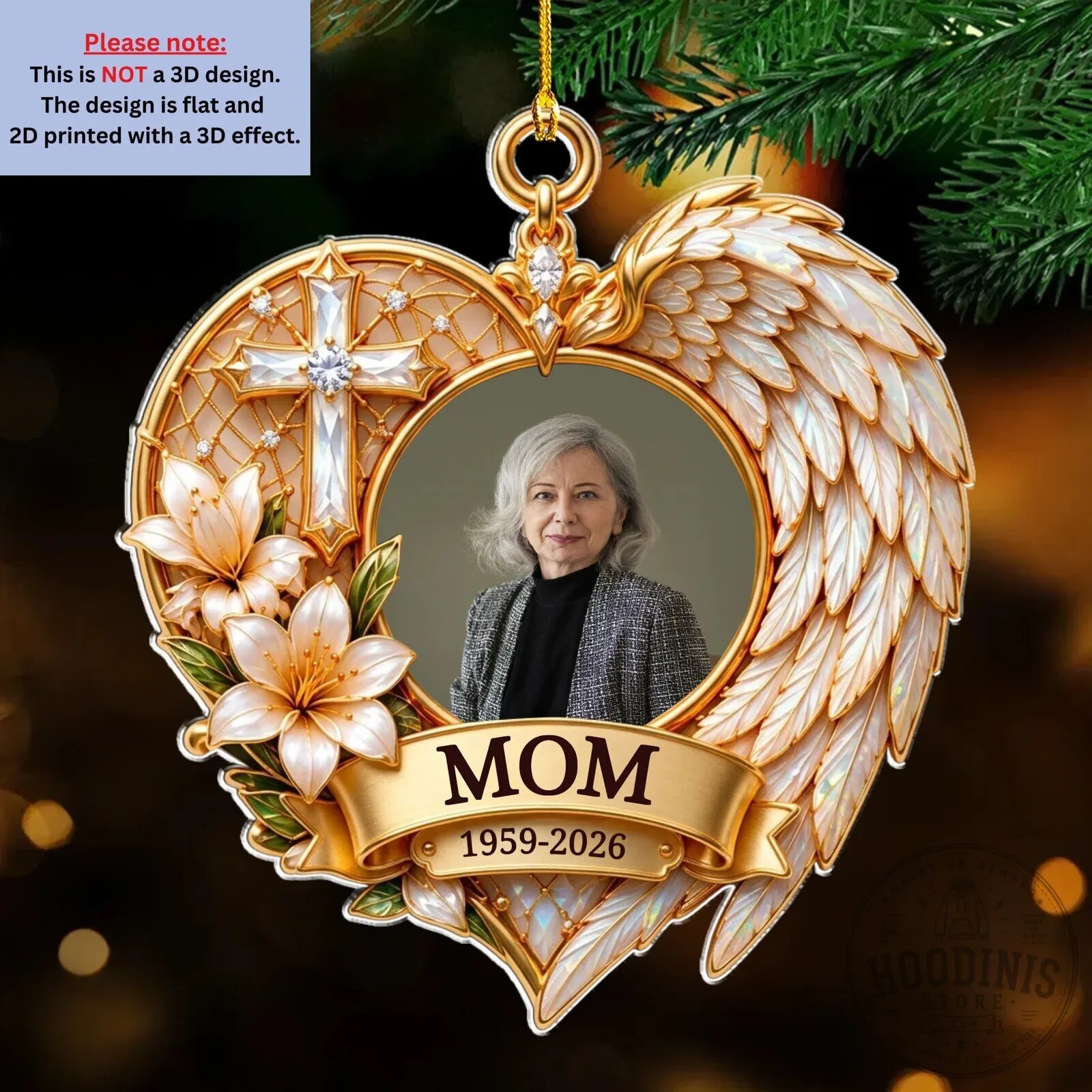 Personalized Memorial Heart Shaped Angel Wings Photo Christmas Ornament 17 Personalized Memorial Heart Shaped Angel Wings Photo Christmas Ornament