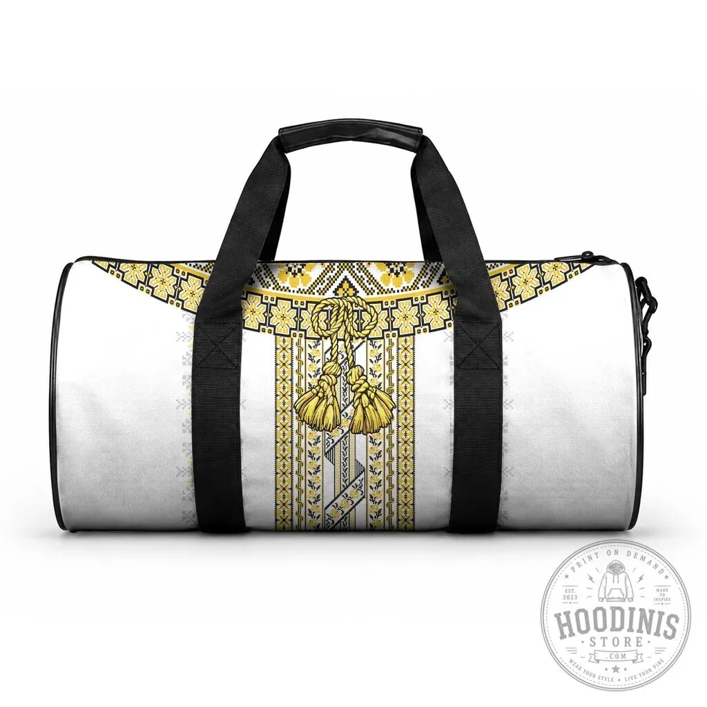 Ukrainian Folk Pattern Traditional Braided Rope Yellow Duffle Bag 8 Ukrainian Folk Pattern Traditional Braided Rope Yellow Duffle Bag