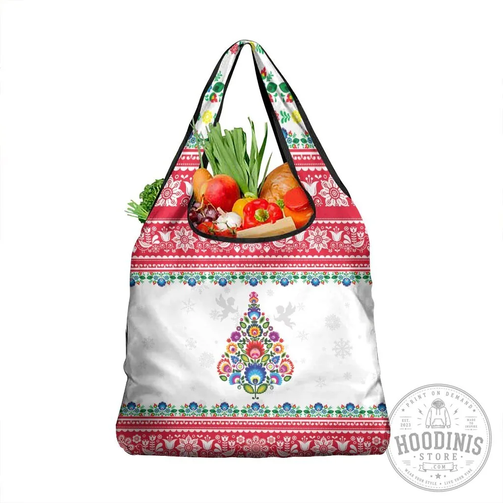 Polish Folk Art Christmas Tree Reusable Grocery Shopping Bag 11 Polish Folk Art Christmas Tree Reusable Grocery Shopping Bag