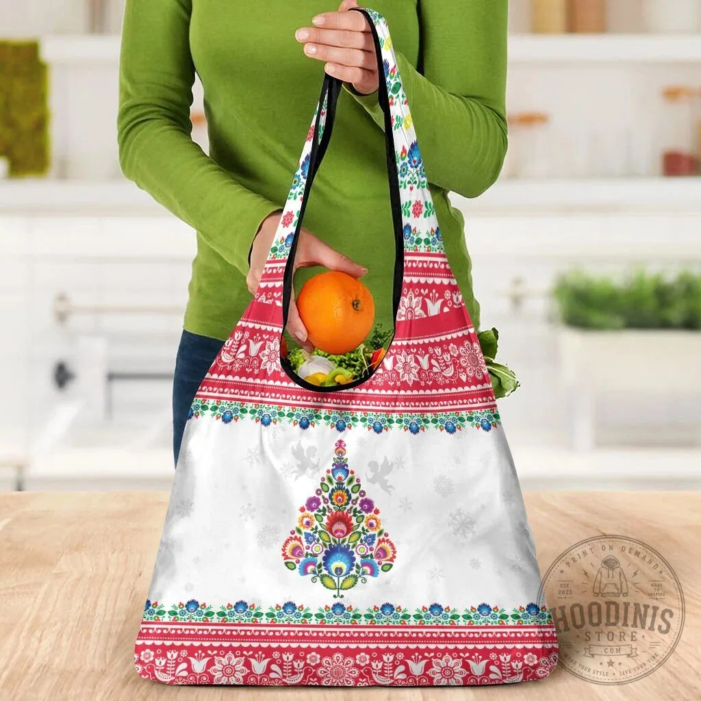 Polish Folk Art Christmas Tree Reusable Grocery Shopping Bag 15 Polish Folk Art Christmas Tree Reusable Grocery Shopping Bag