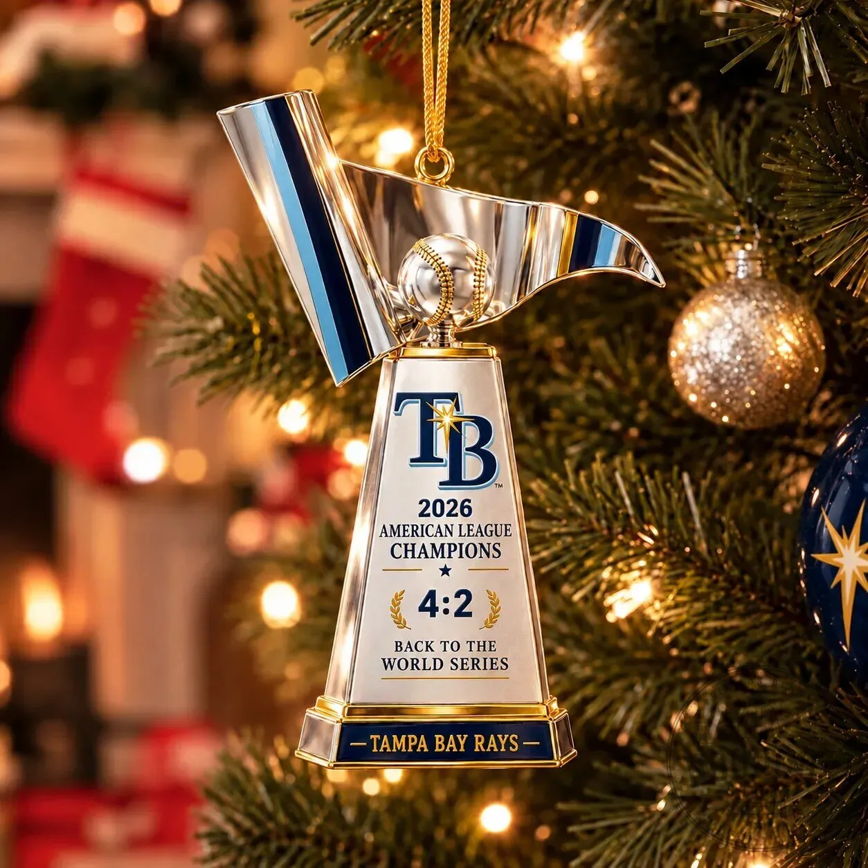 Tampa Bay Rays 2026 American League Champions Baseball World Series Ornament