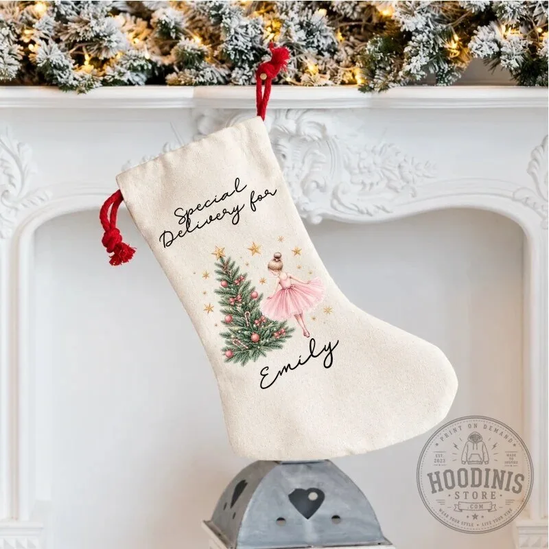Personalized Christmas Ballerina Special Delivery Stocking for Kids