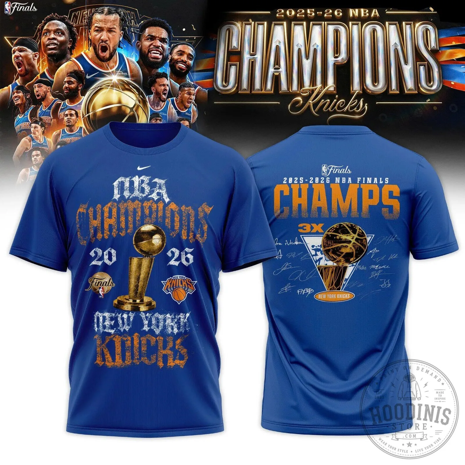 2025-2026 NBA Finals Champions T-Shirt – New York Knicks Merchandise
