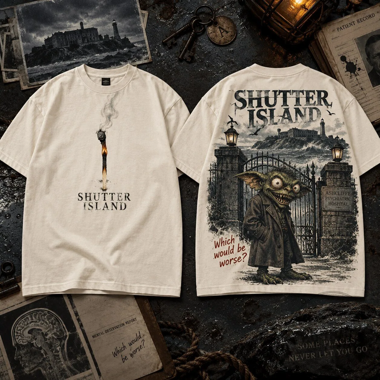 Shutter Island Gremlins Gizmo Ashcliffe Psychiatric Hospital T-Shirt