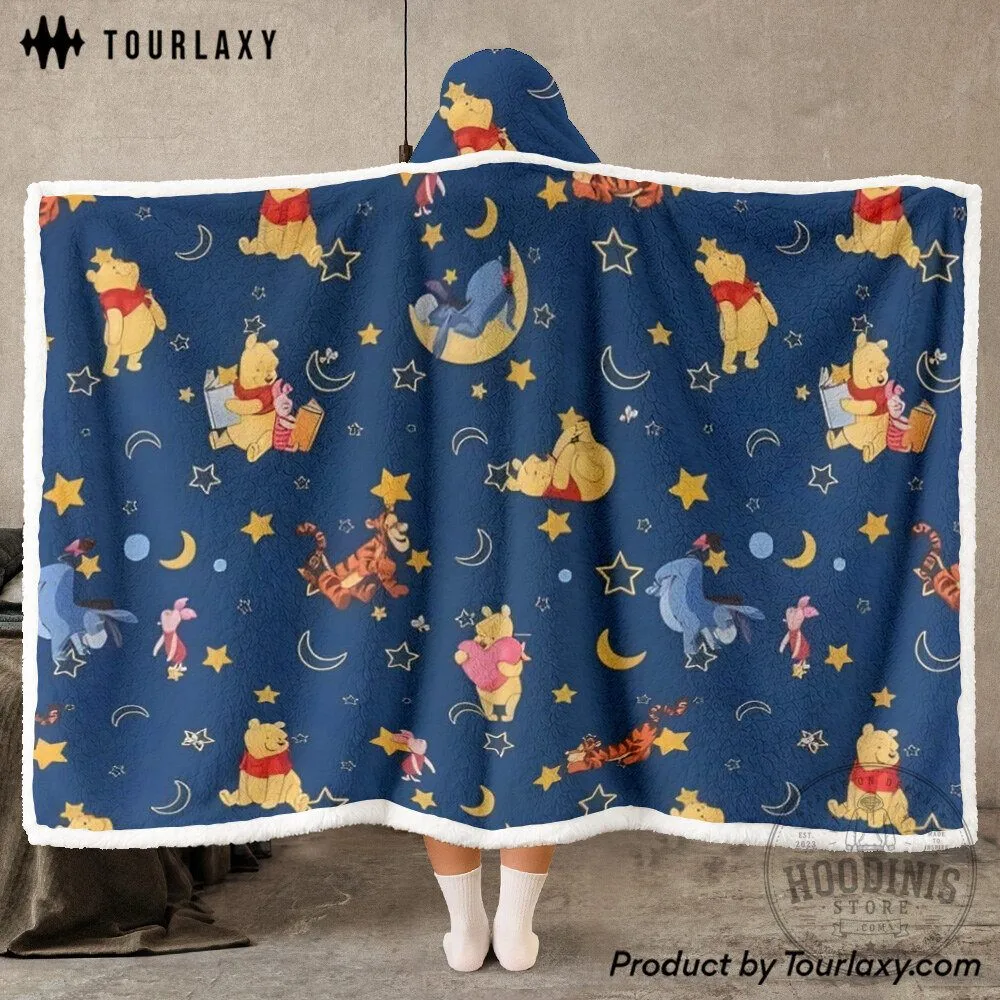 Winnie The Pooh And Friends Moon And Stars Pattern Hooded Blanket 6 Winnie The Pooh And Friends Moon And Stars Pattern Hooded Blanket