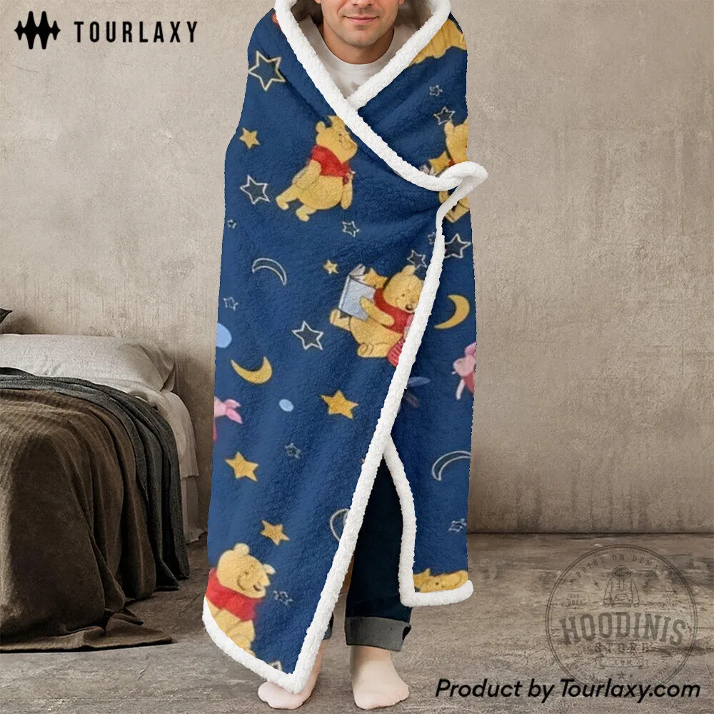 Winnie The Pooh And Friends Moon And Stars Pattern Hooded Blanket 7 Winnie The Pooh And Friends Moon And Stars Pattern Hooded Blanket