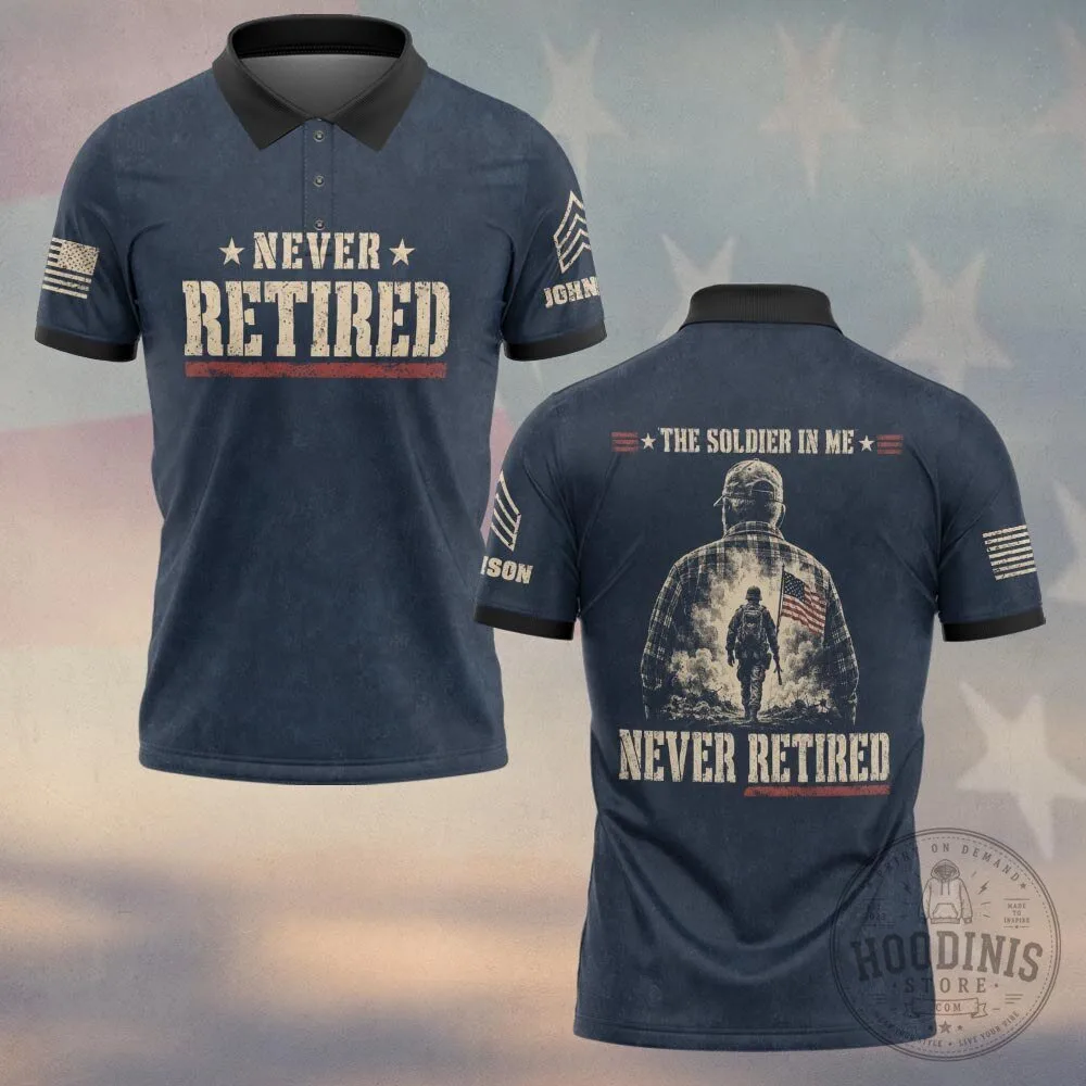 Never Retired United States Veteran Pride Personalized Polo Shirt