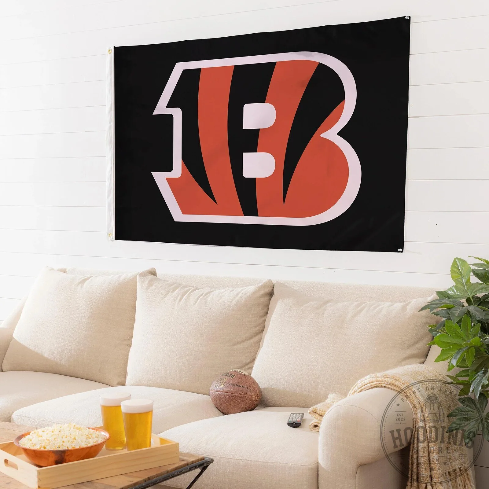 Cincinnati Bengals Football Team Logo Black and Orange Flag