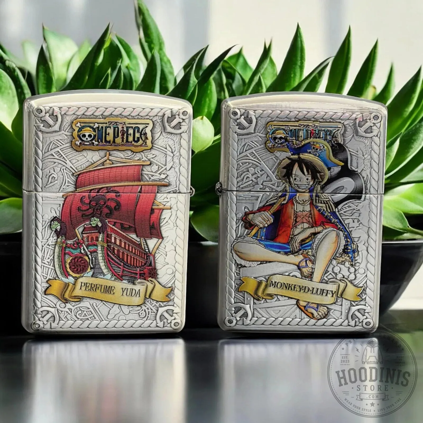 One Piece Monkey D. Luffy and Thousand Sunny Ship Engraved Zippo Lighter