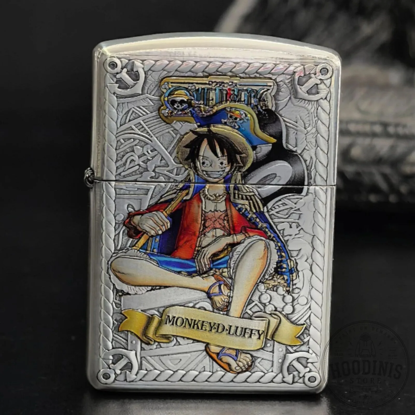 One Piece Monkey D. Luffy and Thousand Sunny Ship Engraved Zippo Lighter 12 One Piece Monkey D. Luffy and Thousand Sunny Ship Engraved Zippo Lighter