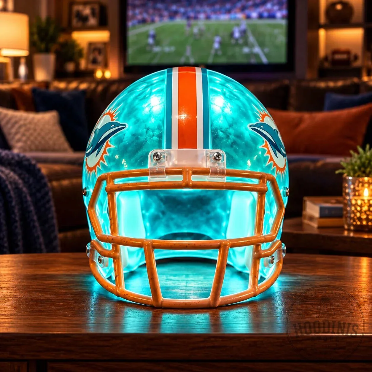 Miami Dolphins Football Helmet LED Lamp - NFL Team Light Up Decor 47 Miami Dolphins Football Helmet LED Lamp - NFL Team Light Up Decor