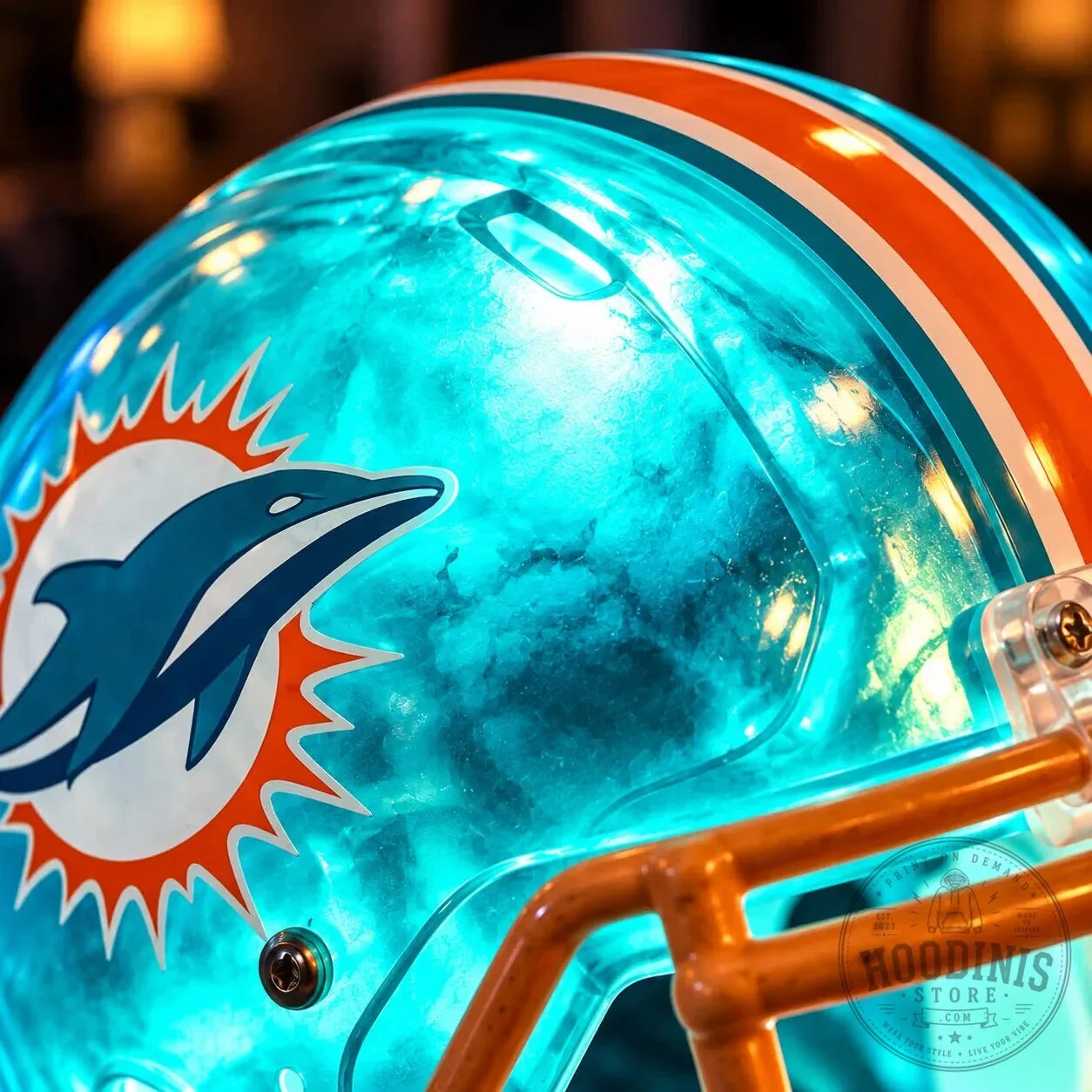Miami Dolphins Football Helmet LED Lamp - NFL Team Light Up Decor 48 Miami Dolphins Football Helmet LED Lamp - NFL Team Light Up Decor