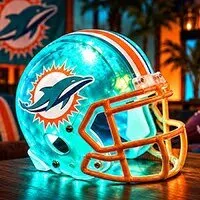 Miami Dolphins Football Helmet LED Lamp - NFL Team Light Up Decor 69 Miami Dolphins Football Helmet LED Lamp - NFL Team Light Up Decor