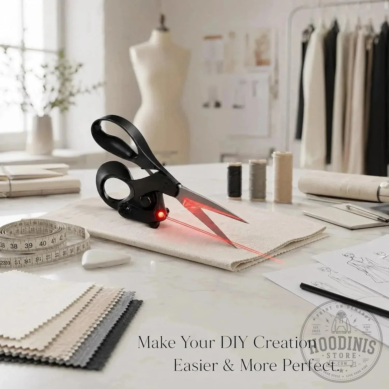Laser Guided Scissors for Fabric Cutting and Crafting Projects