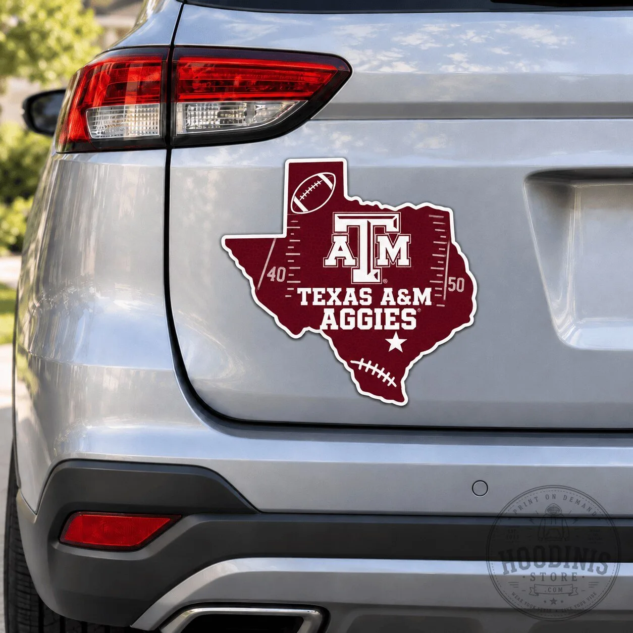 Texas A&M Aggies Football Team State Shape Car Bumper Sticker Decal
