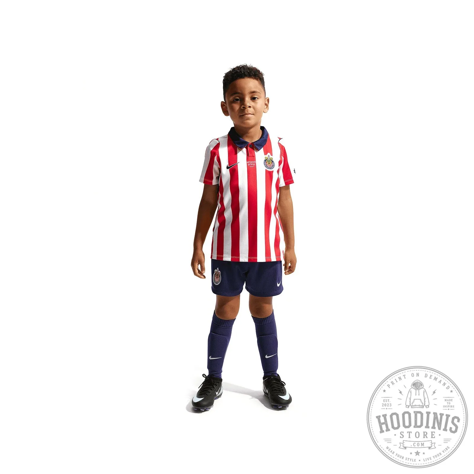 Chivas Guadalajara Home Soccer Kit for Kids - Red and White Striped Jersey
