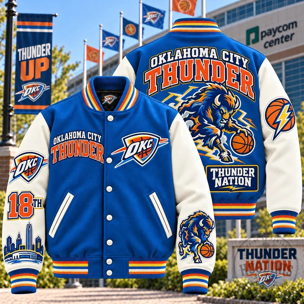 NBA Basketball Team Fan Apparel: Oklahoma City Thunder Varsity Jacket