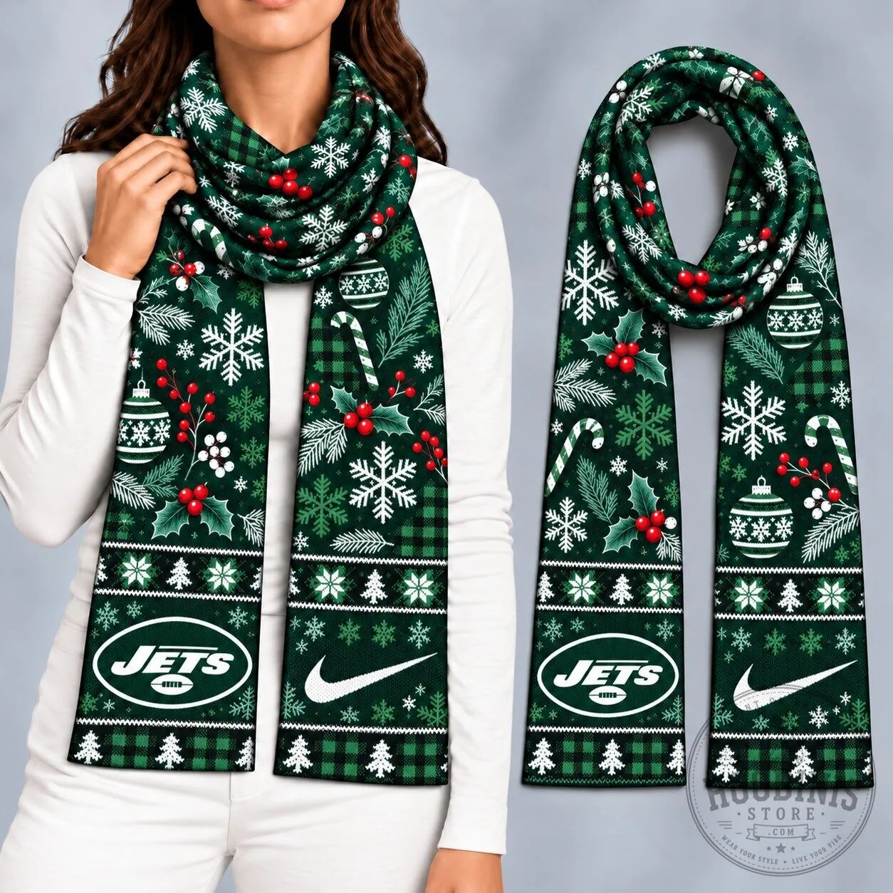 New York Jets NFL Christmas Game Day Ready Winter Scarf