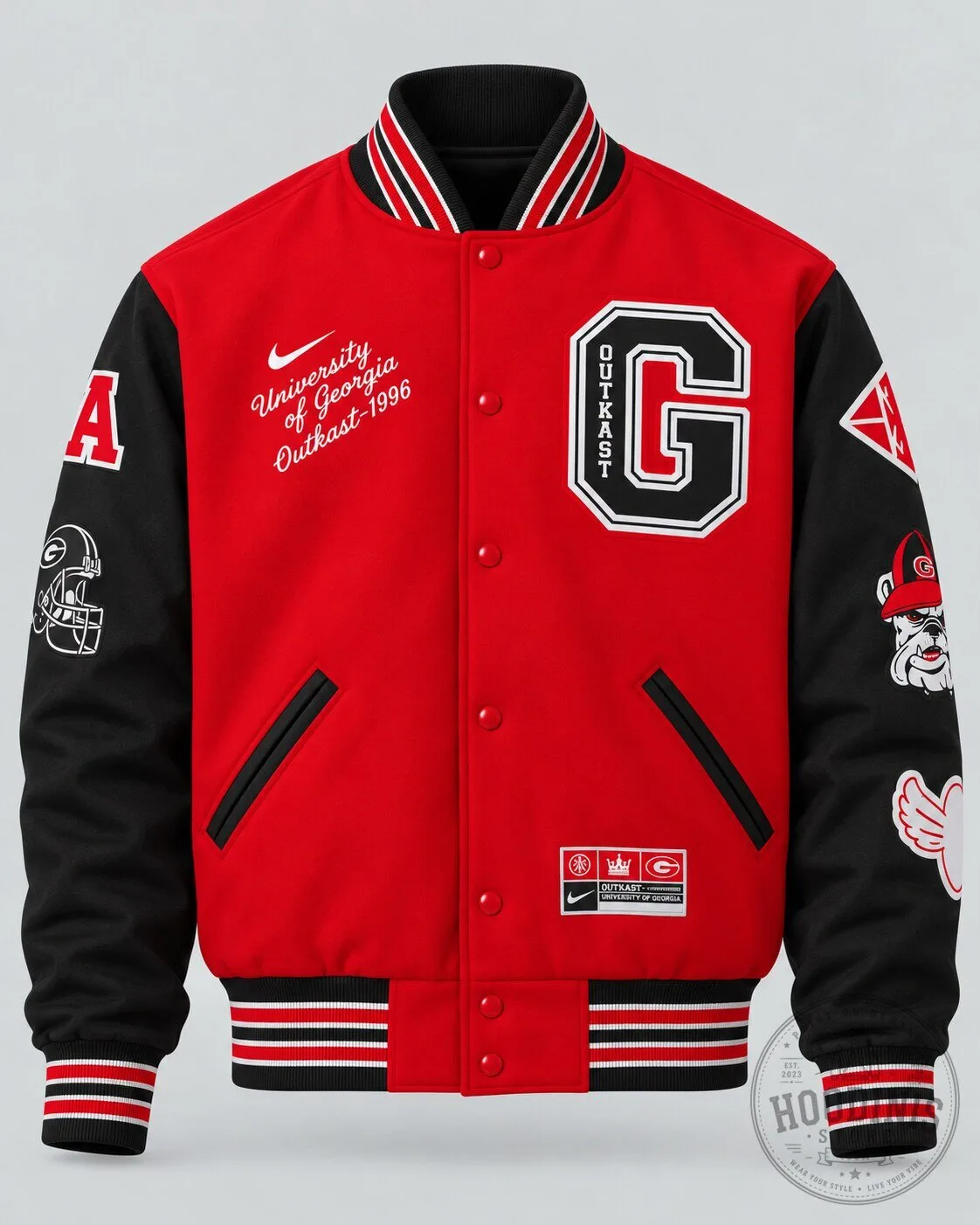 University of Georgia Outkast 1996 Red and Black Varsity Jacket