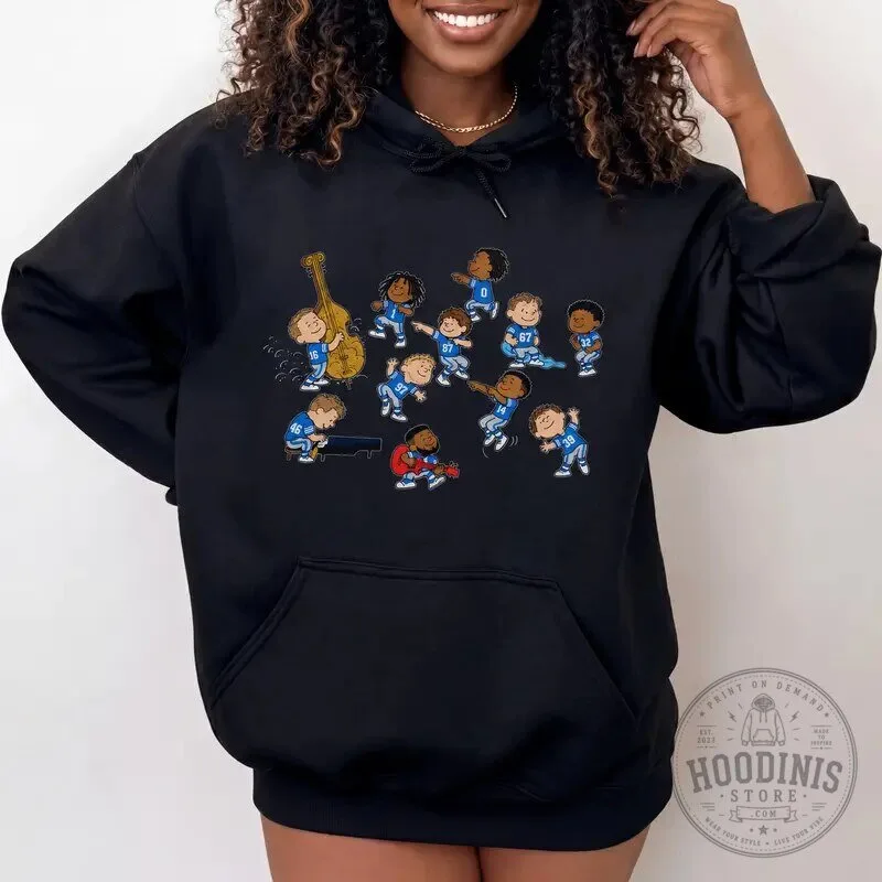 Detroit Football Team Dancing Cartoon Graphic Game Day T-Shirt 22 Detroit Football Team Dancing Cartoon Graphic Game Day T-Shirt
