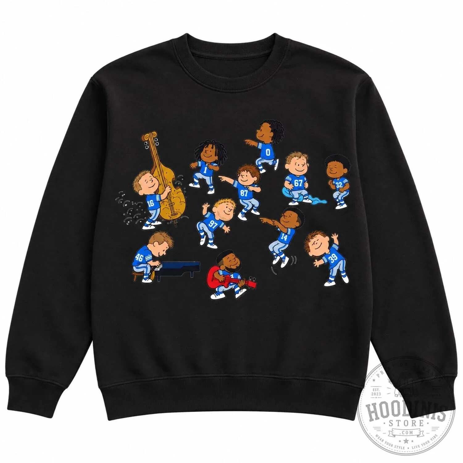 Detroit Football Team Dancing Cartoon Graphic Game Day T-Shirt 24 Detroit Football Team Dancing Cartoon Graphic Game Day T-Shirt