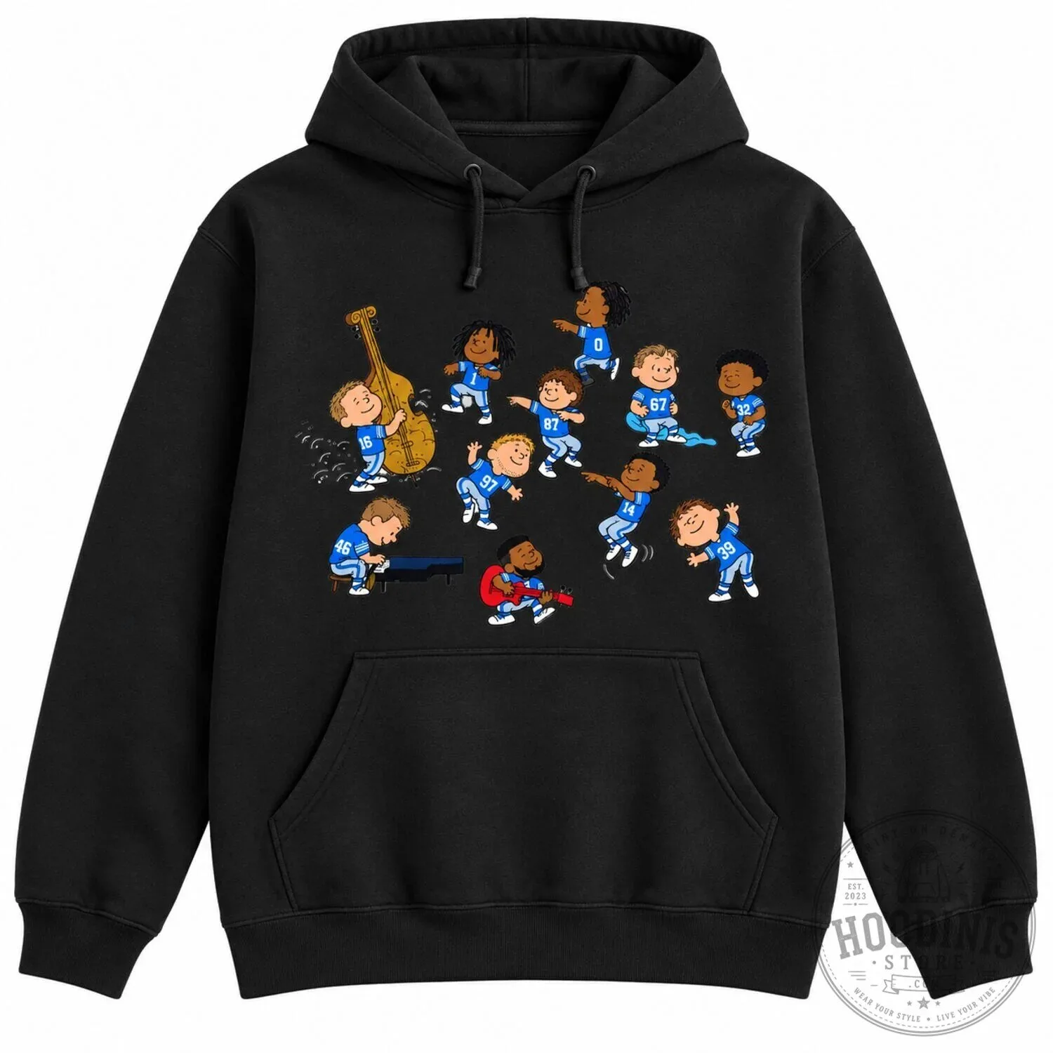 Detroit Football Team Dancing Cartoon Graphic Game Day T-Shirt 25 Detroit Football Team Dancing Cartoon Graphic Game Day T-Shirt