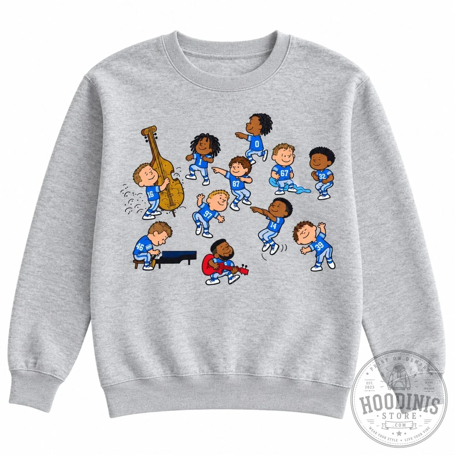 Detroit Football Team Dancing Cartoon Graphic Game Day T-Shirt 26 Detroit Football Team Dancing Cartoon Graphic Game Day T-Shirt