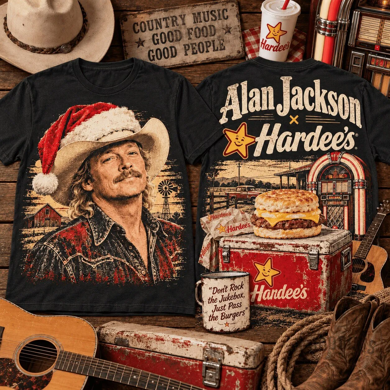 Alan Jackson Christmas Hardee's Country Music Fan T-Shirt