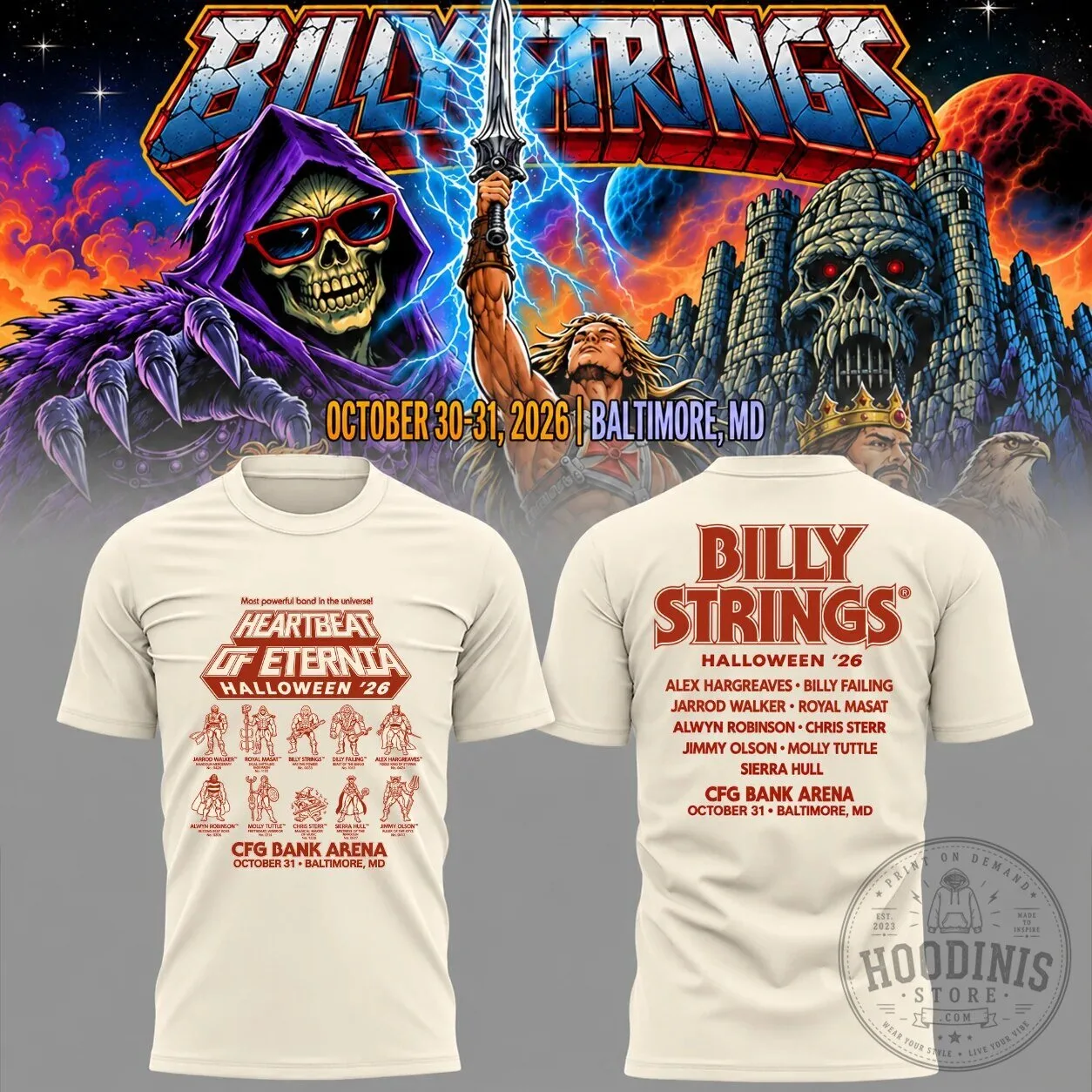 Heartbeat of Eternia Halloween 2026 T-Shirt for Billy Strings at CFG Bank Arena, Baltimore